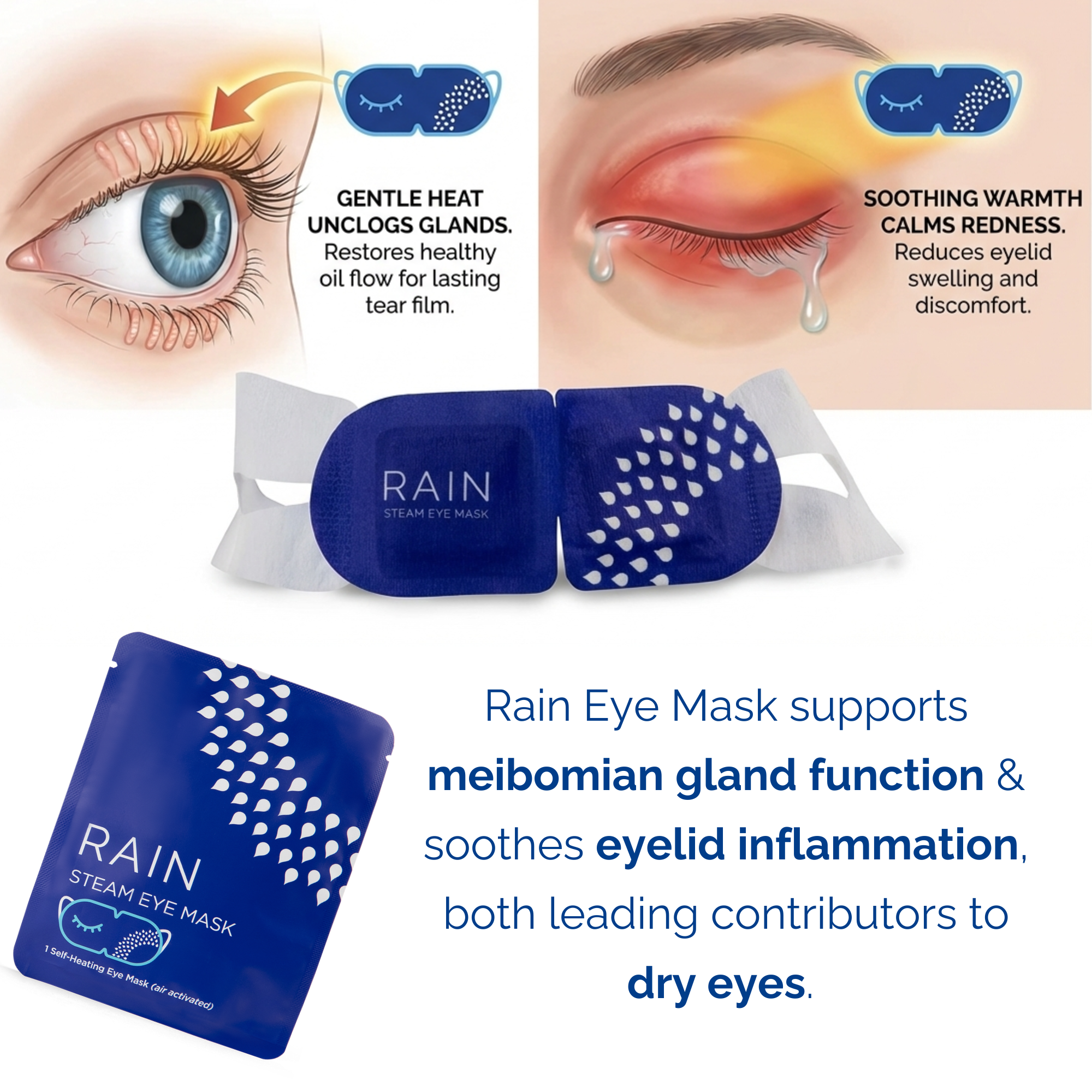 Rain Self-heating Warm Compress Eye Masks, 20 count