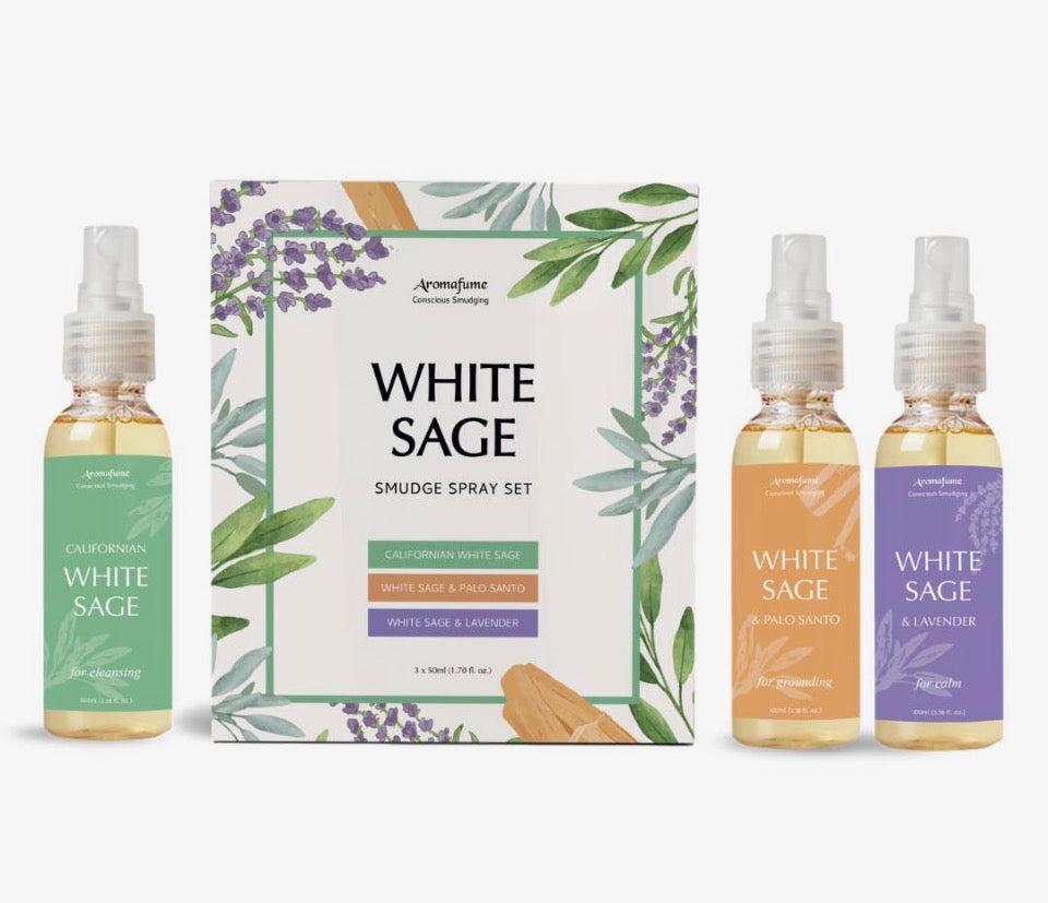 White Sage smudge spray set