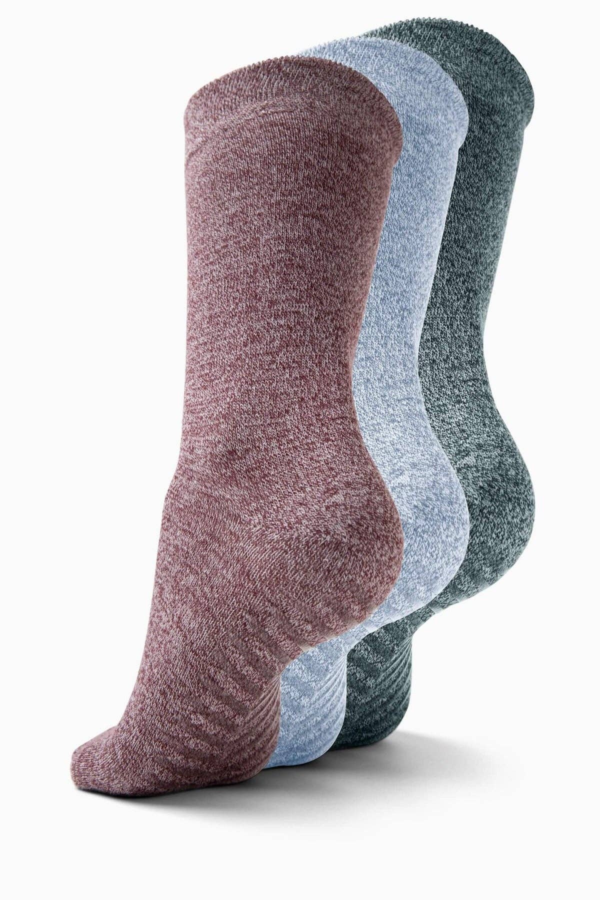 Green/Blue/Maroon Original Crew Non-Slip Socks - 3 pairs