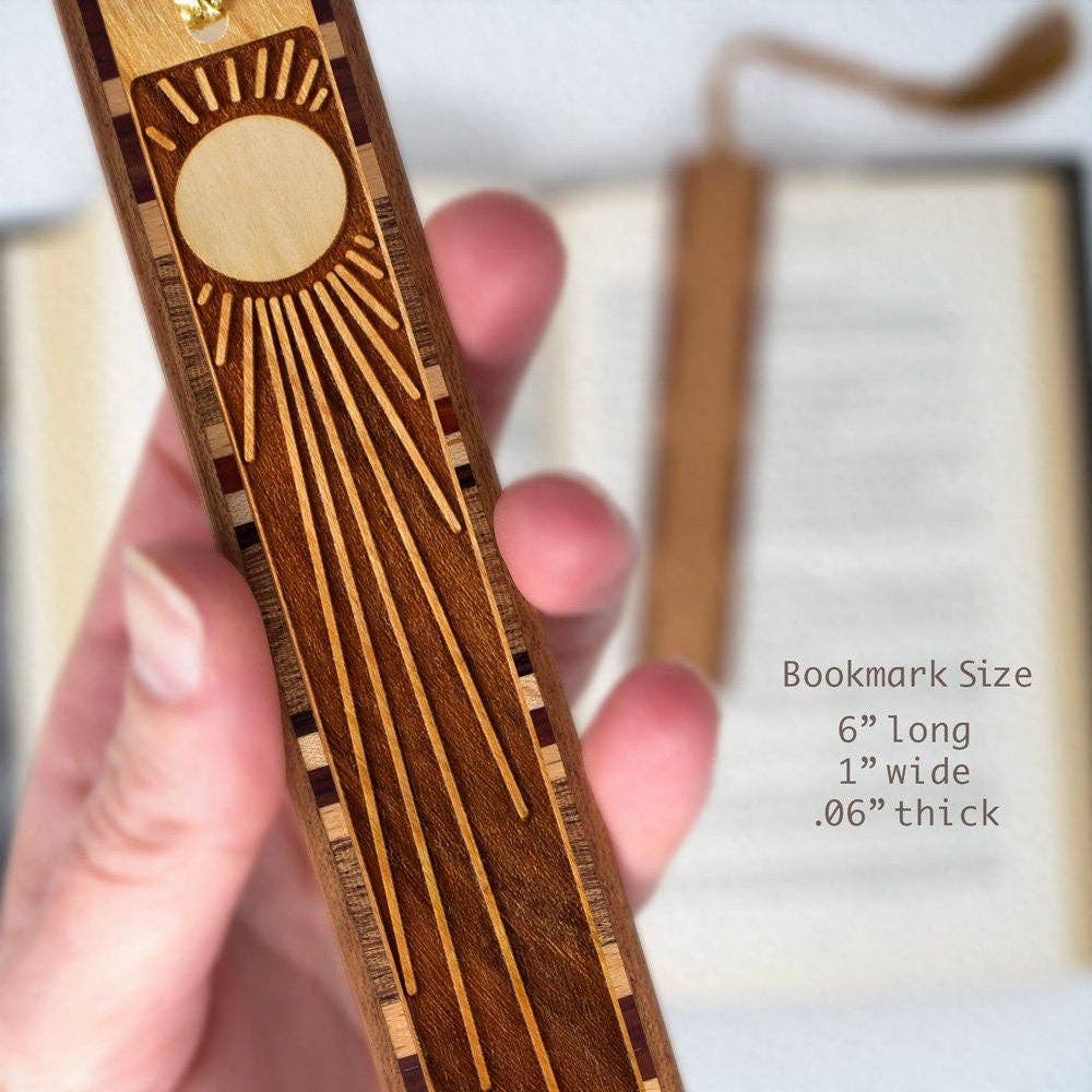 Sun Rays Sunshine Handmade Engraved Wooden Bookmark