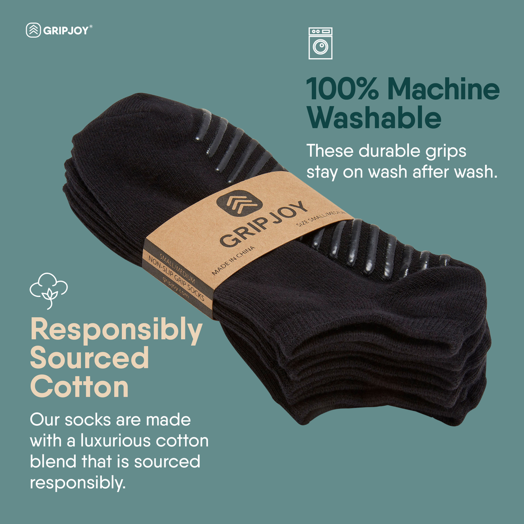 Black Low Cut Non-Slip Socks - 3 pairs