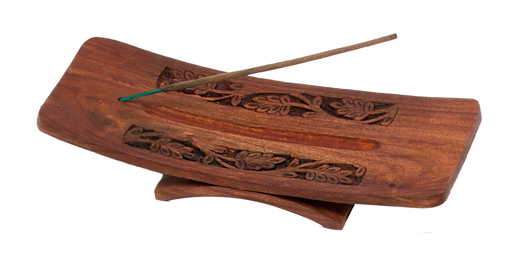Double Carved Wood Incense Holder