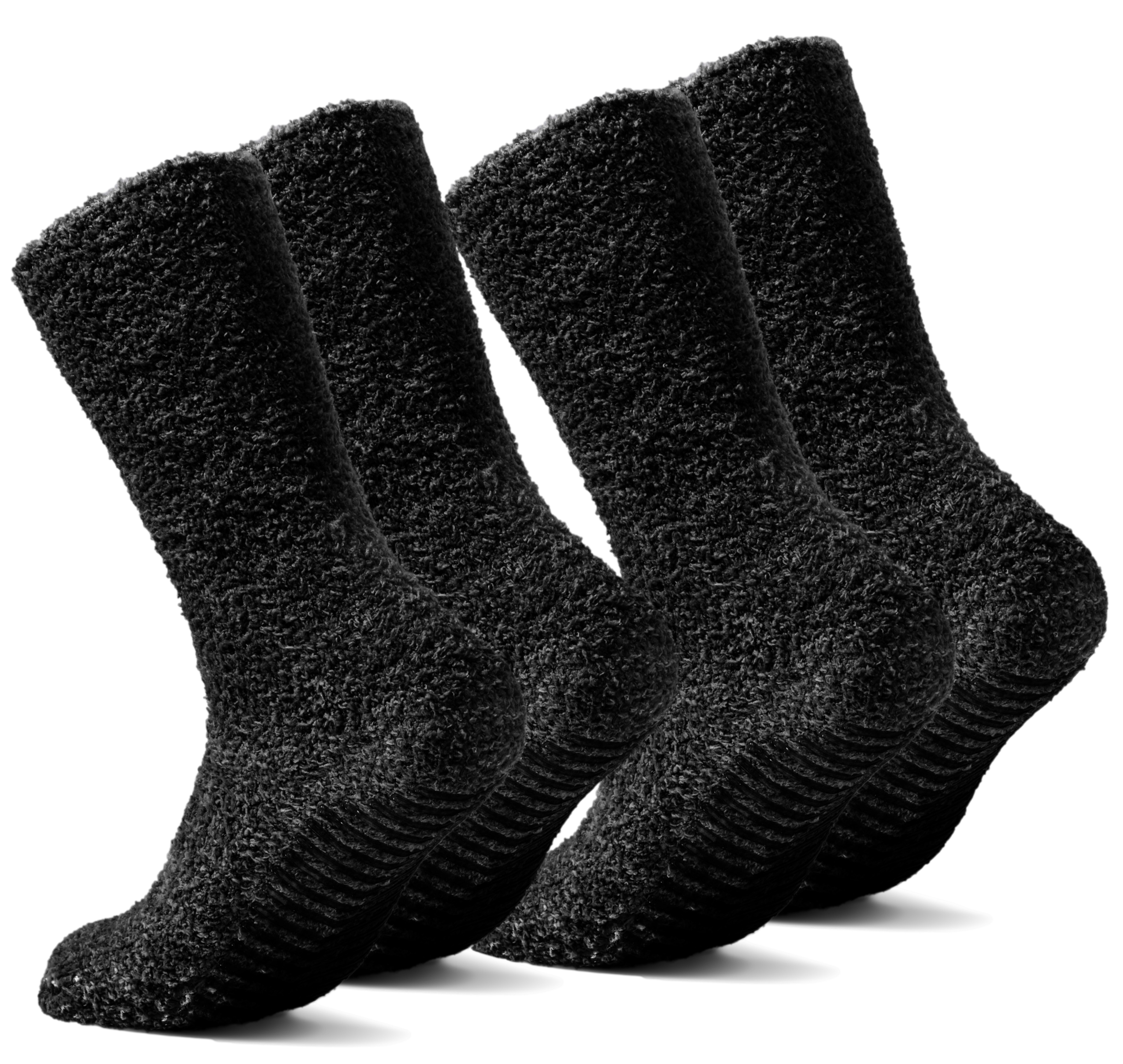 Dark Grey Fuzzy Non-Slip Socks - 2 pairs
