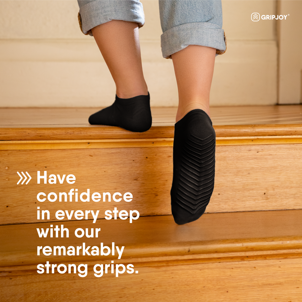 Black Low Cut Non-Slip Socks - 3 pairs