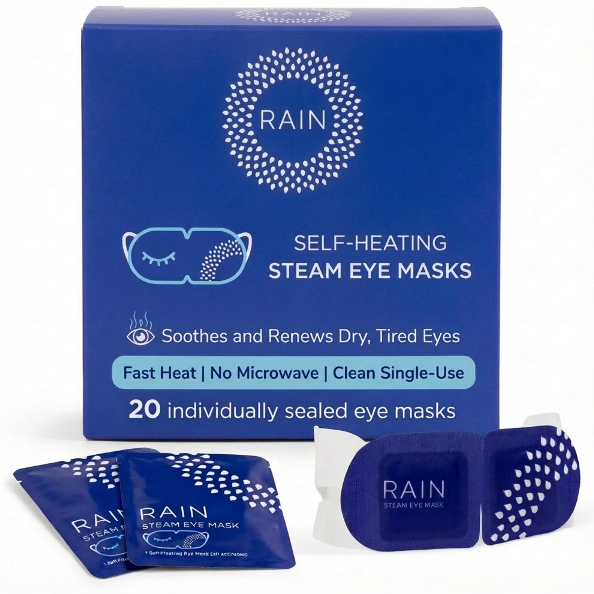Rain Self-heating Warm Compress Eye Masks, 20 count