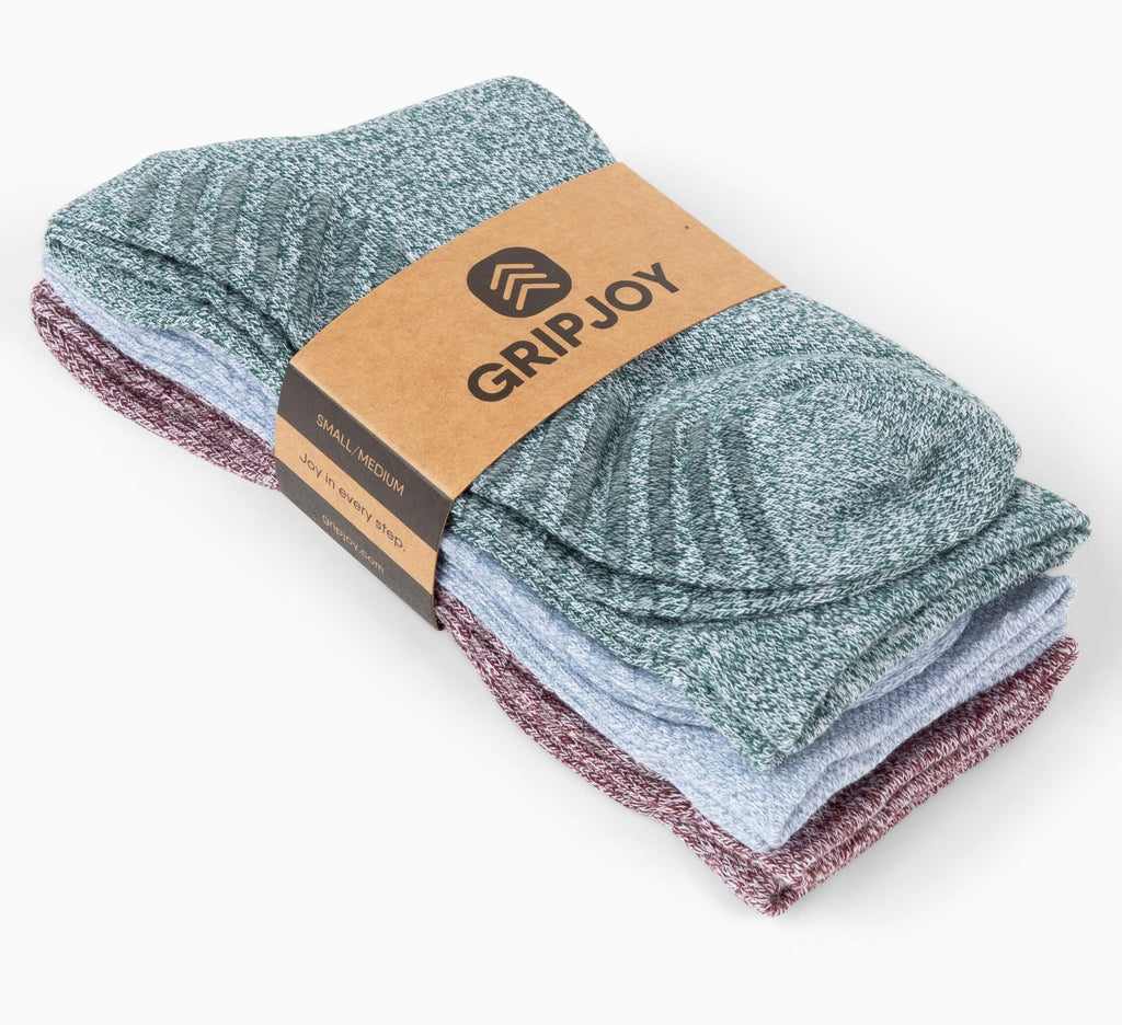 Green/Blue/Maroon Original Crew Non-Slip Socks - 3 pairs