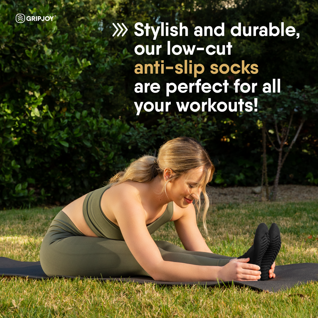 Black Low Cut Non-Slip Socks - 3 pairs