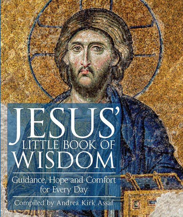 Book cover of 'Jesus' Little Book of Wisdom' with a mosaic-style depiction of Jesus.