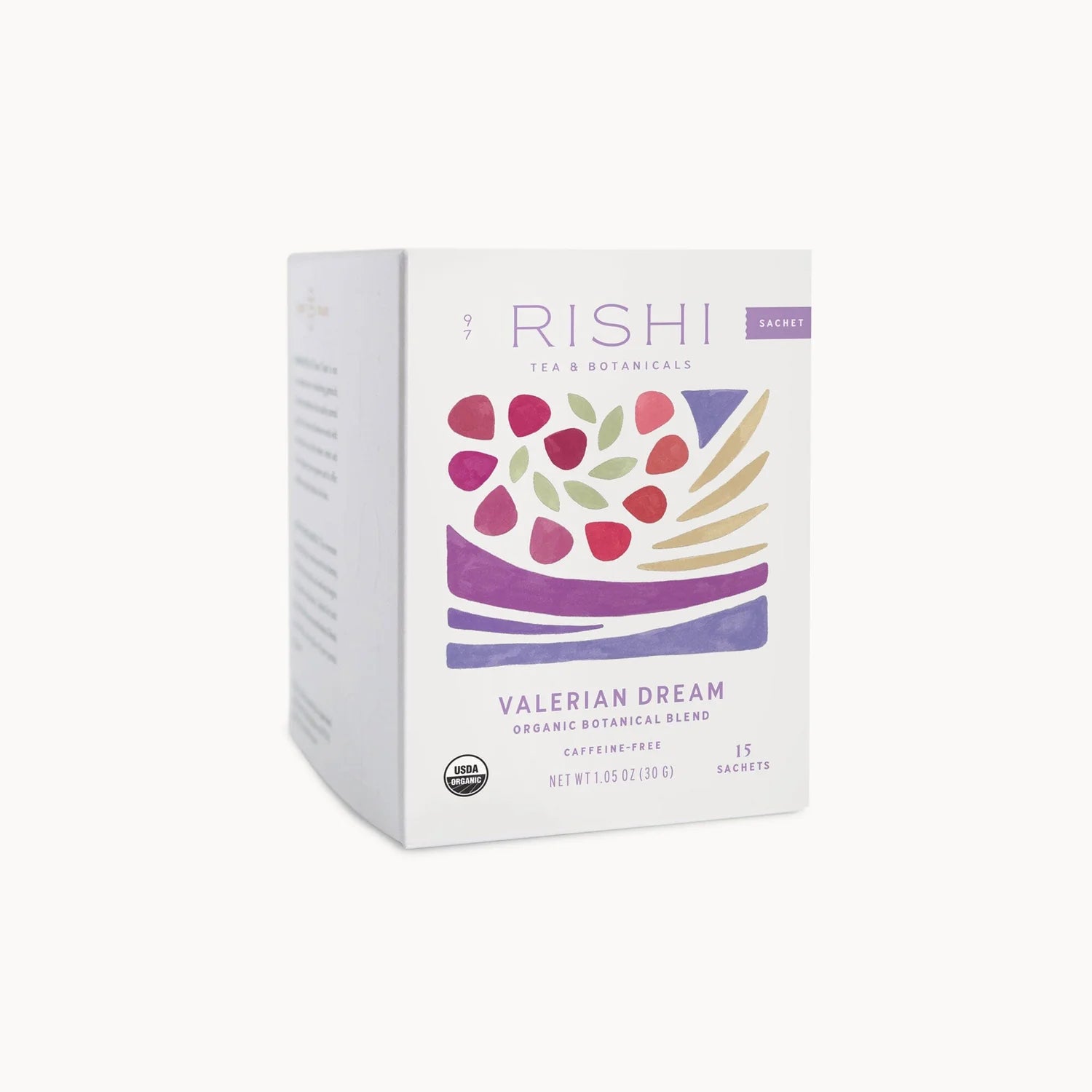 Rishi Valerian Dream tea box on a white background