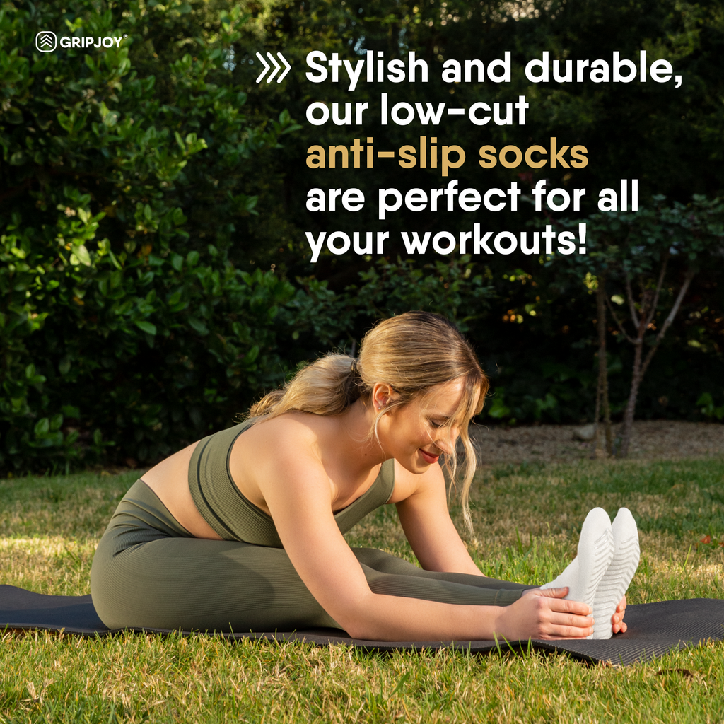 White Low Cut Non-Slip Socks - 3 pairs