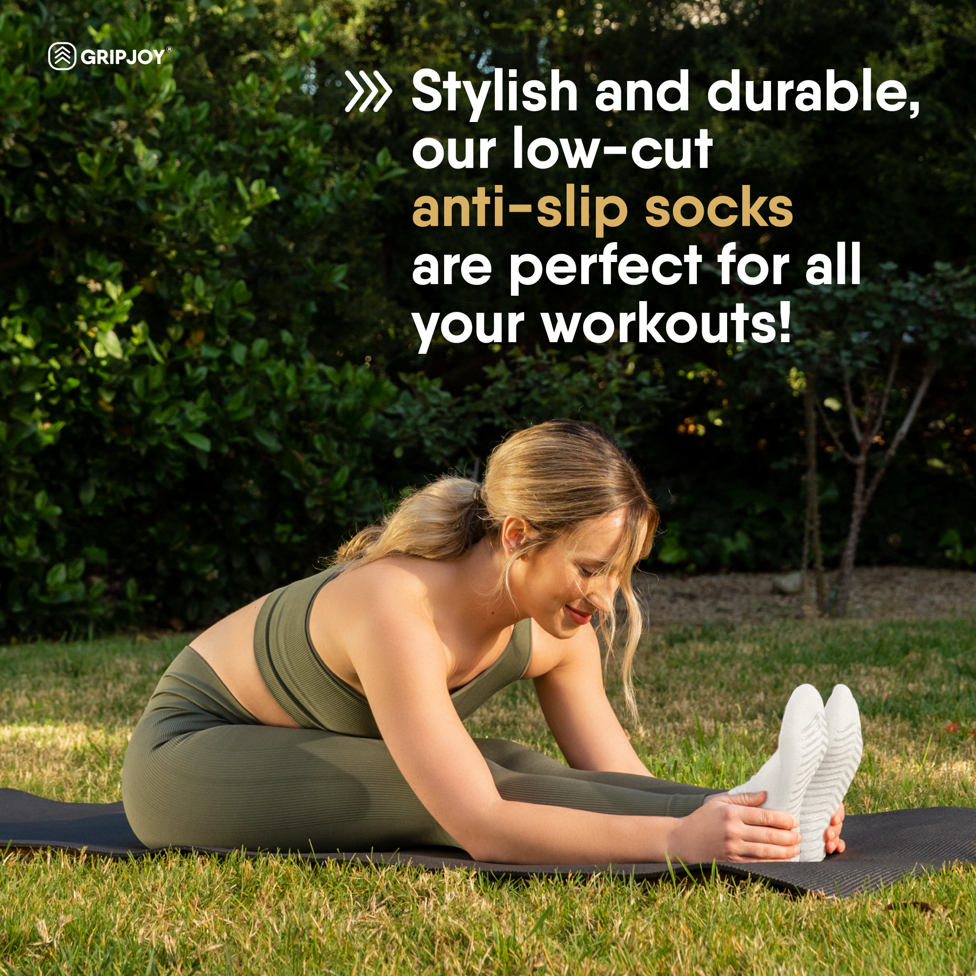 White Low Cut Non-Slip Socks - 3 pairs