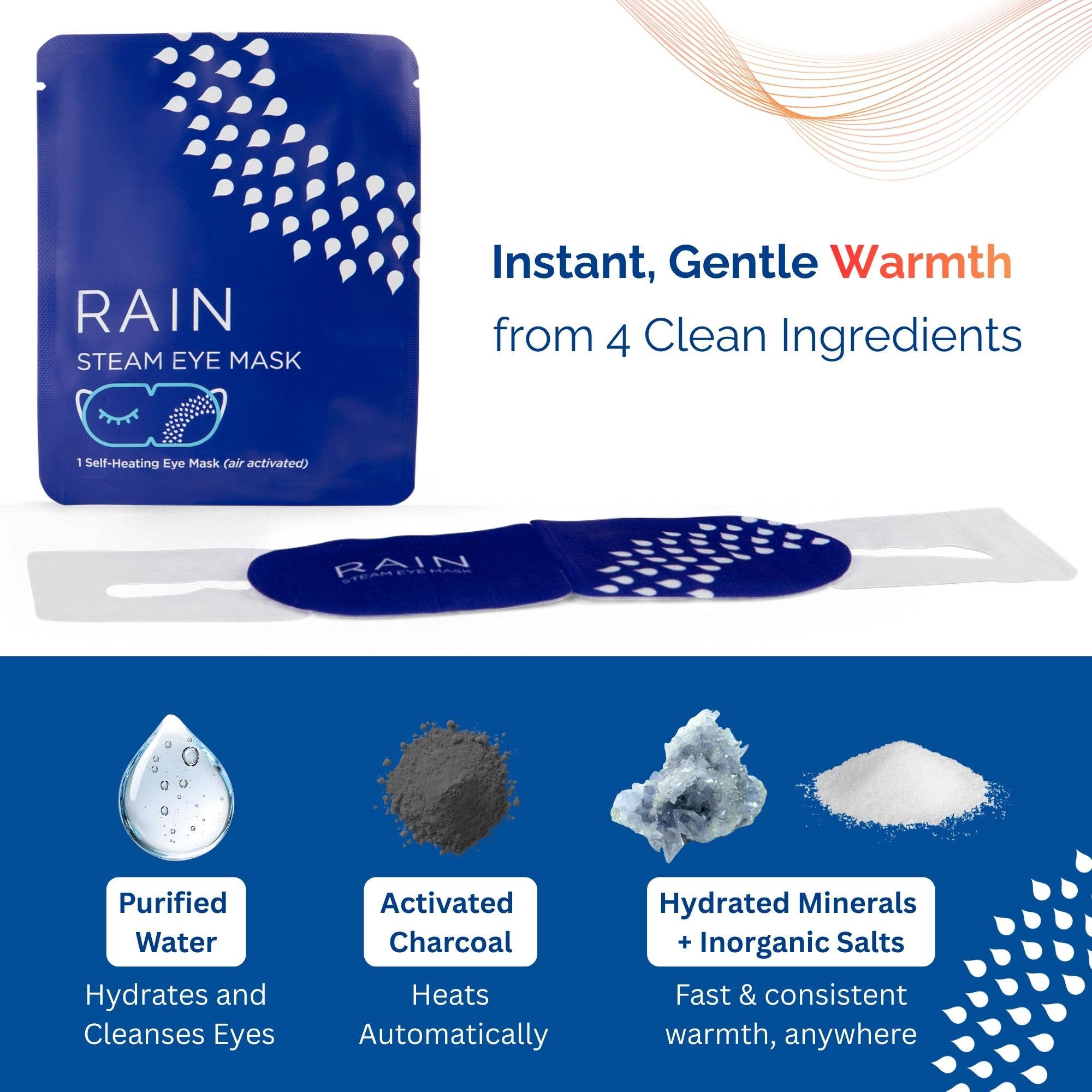 Rain Self-heating Warm Compress Eye Masks, 20 count