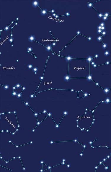 Star constellations on a dark blue background cover of a blank lined journal