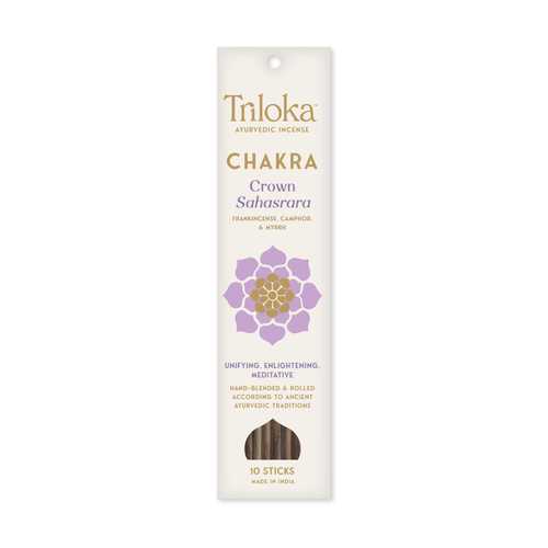 Triloka Chakra Crown Sahasrara incense packaging on a white background