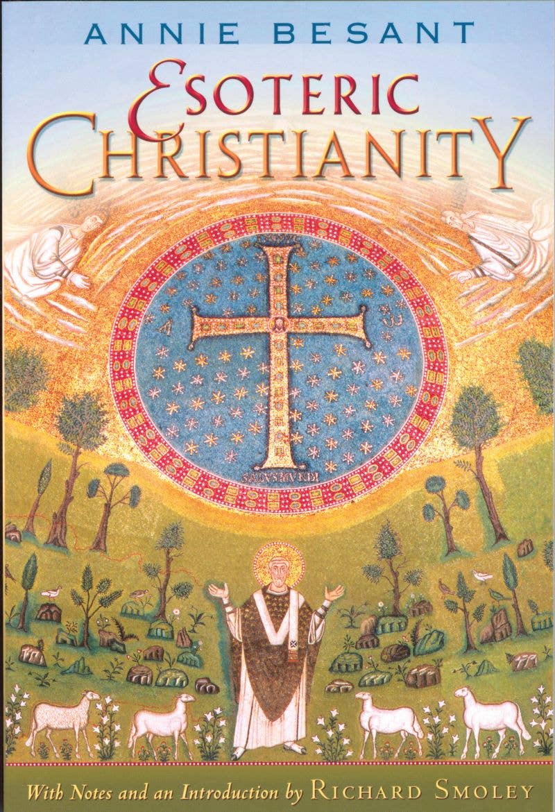Book cover of 'Esoteric Christianity' by Annie Besant with a religious illustration on the cover.