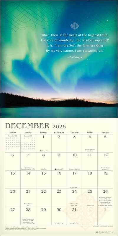 Meditation 2026 Wall Calendar by Amber Lotus Publishing