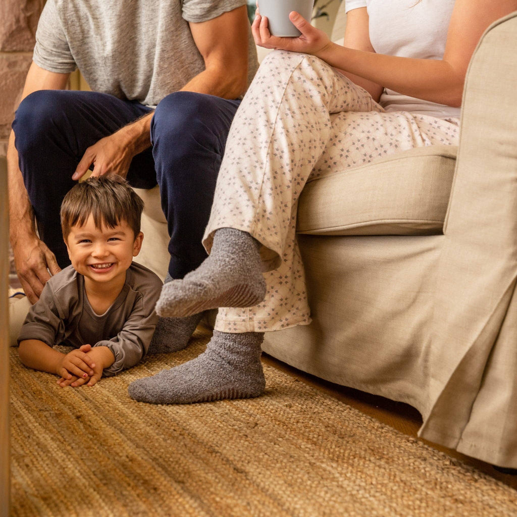 Dark Grey Fuzzy Non-Slip Socks - 2 pairs