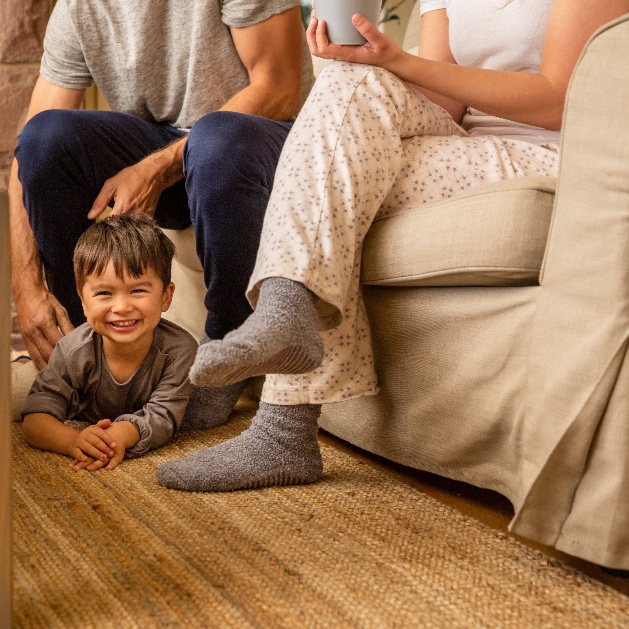 Dark Grey Fuzzy Non-Slip Socks - 2 pairs