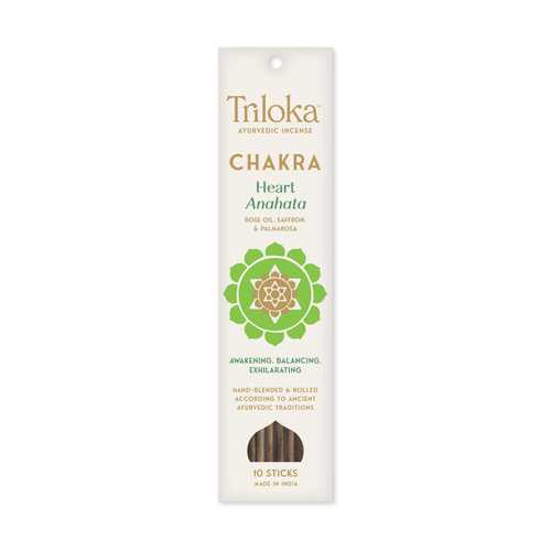 Triloka Chakra Heart Anahata incense packaging on a white background