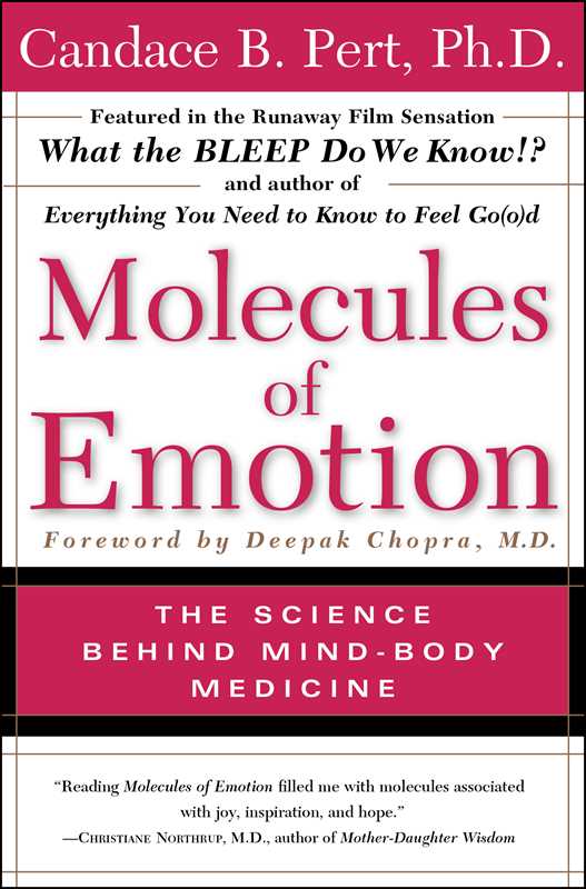 Book cover of 'Molecules of Emotion' by Candace B. Pert with a pink and white design.