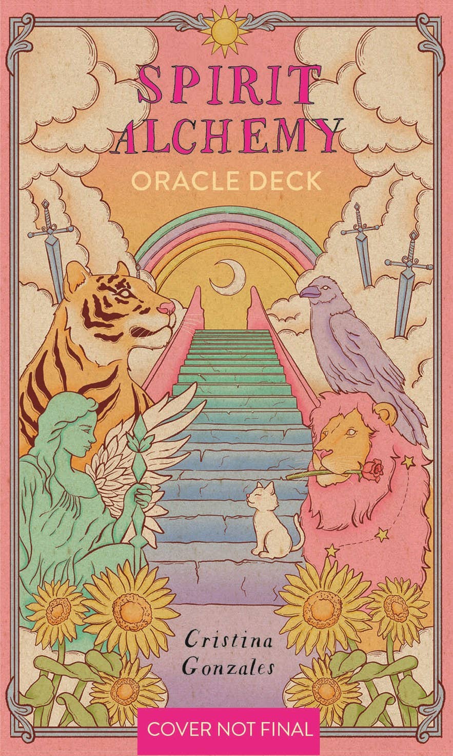 Cover of 'Spirit Alchemy Oracle Deck' with mystical design elements.