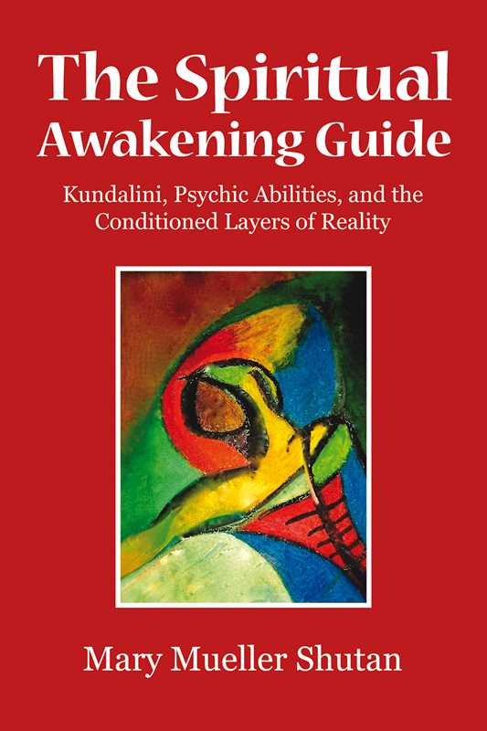 Book cover of 'The Spiritual Awakening Guide' with a colorful abstract painting on a red background.