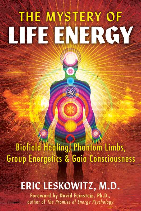 Book cover of 'The Mystery of Life Energy' with a colorful human figure and radiant design.